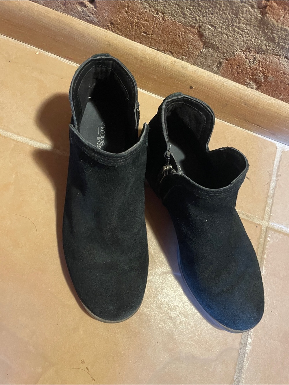 Koolaburra Black Suede Scalloped Ankle Booties